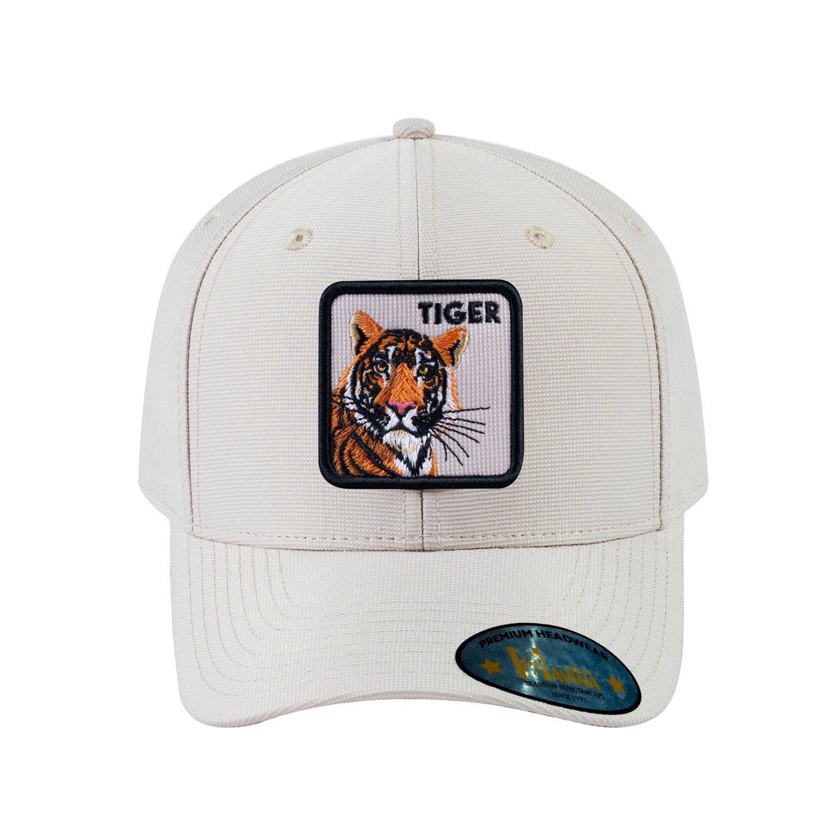 Tiger V2 6-Panel Baseball Cap with Beige front and Beige back