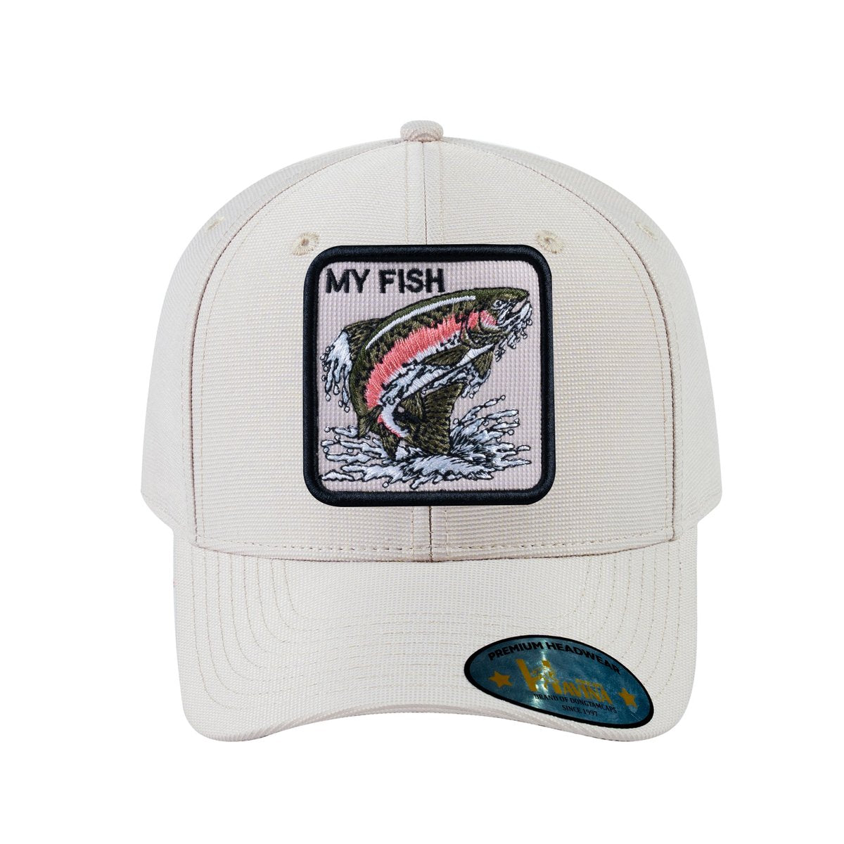 Salmon V2 6-Panel Baseball Cap with Beige front and Beige back