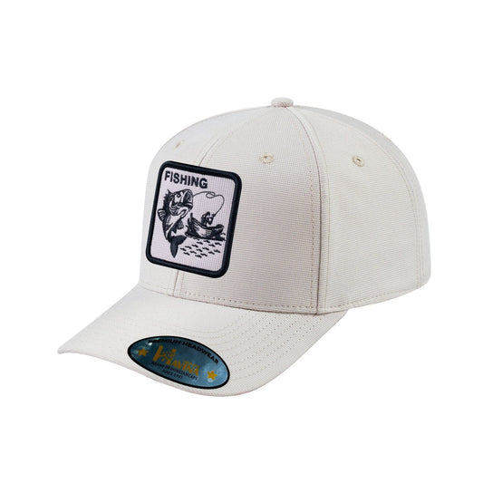 V2 Embroidered The Fishing - 6 Panel Baseball Cap - Beige/Beige