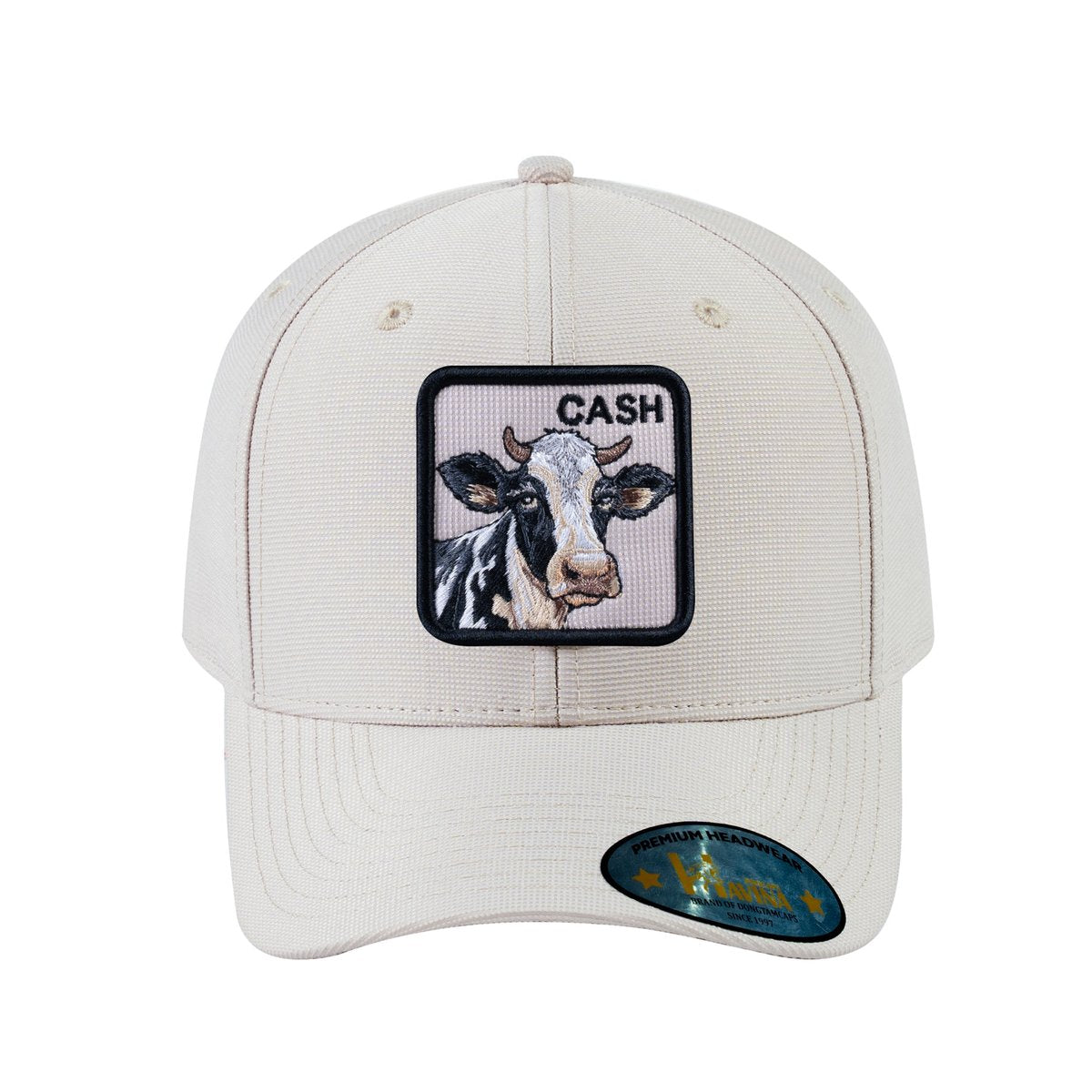 Cow V2 6-Panel Baseball Cap with Beige front and Beige back