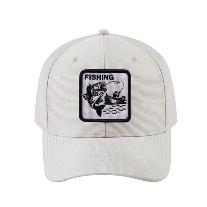 Fishing V2 6-Panel Baseball Cap with Beige front and Beige back