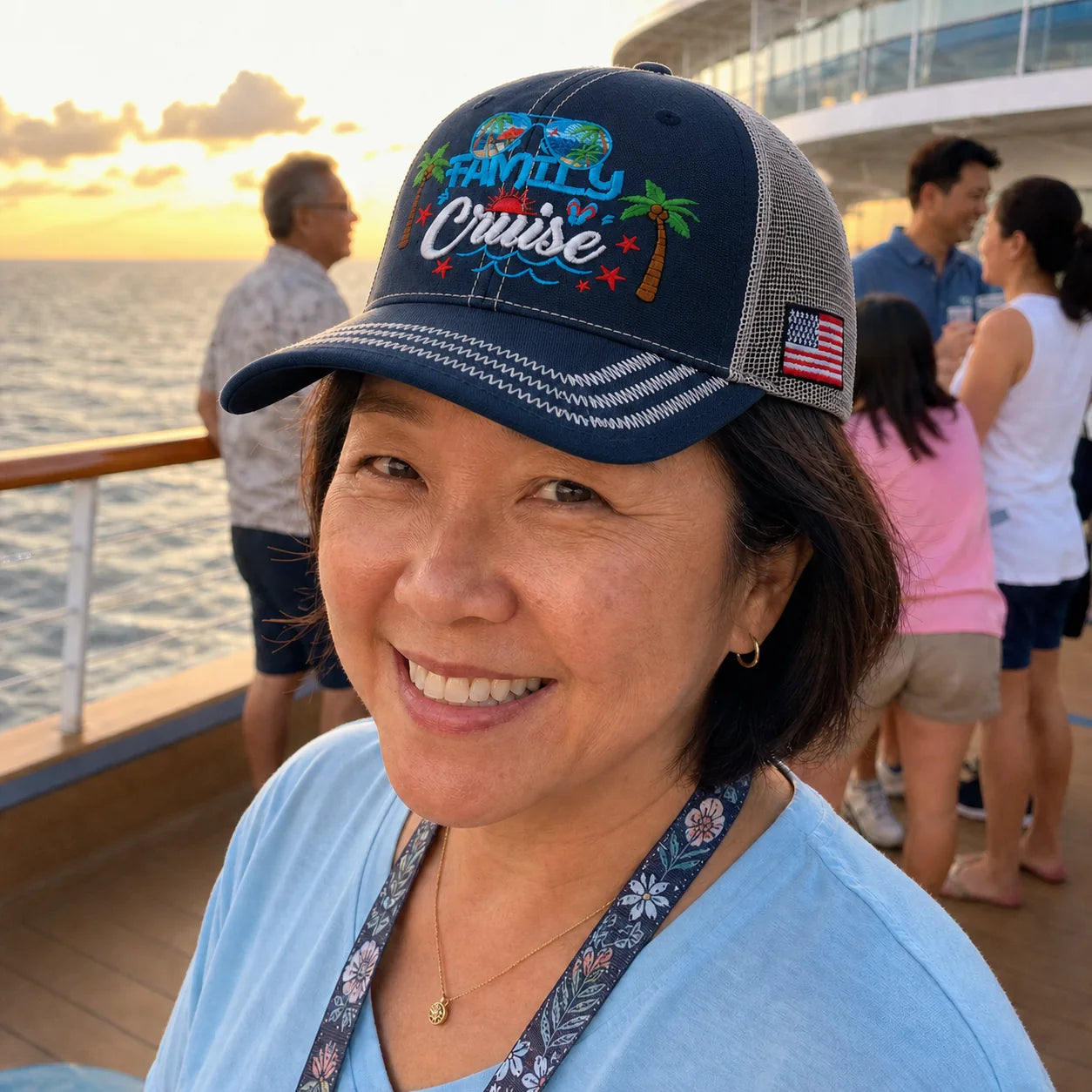 Illustrative Family Cruise Hats lifestyle scene