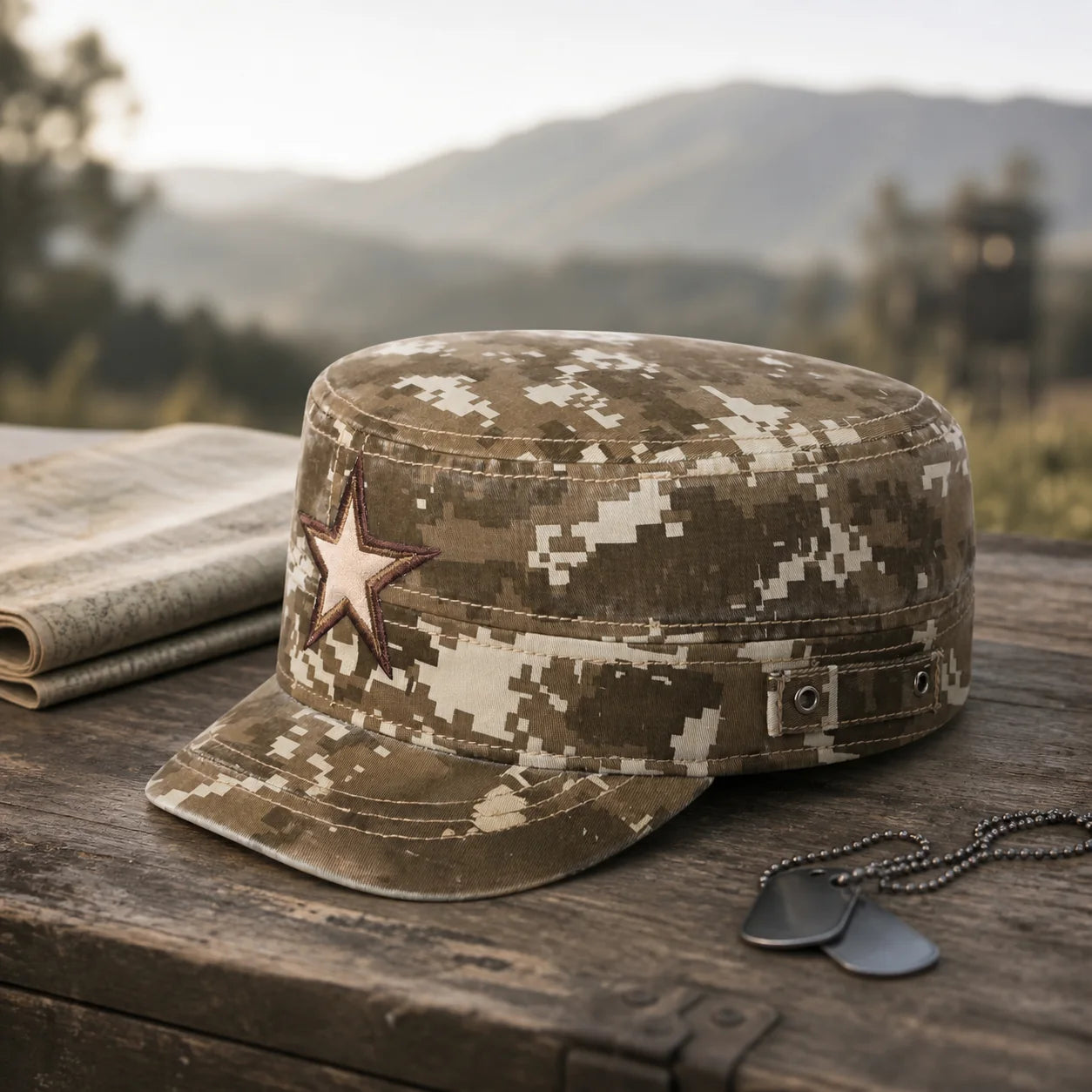 Army digital camouflage patrol cap with embroidered star