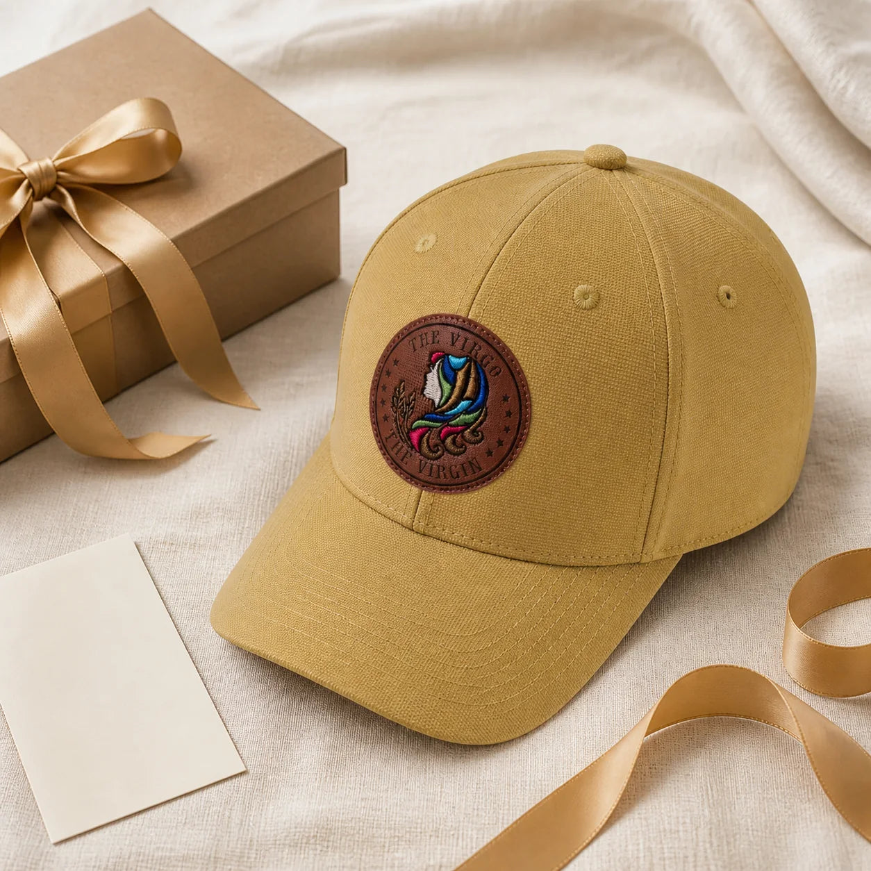 Virgo khaki baseball cap styled as a gift